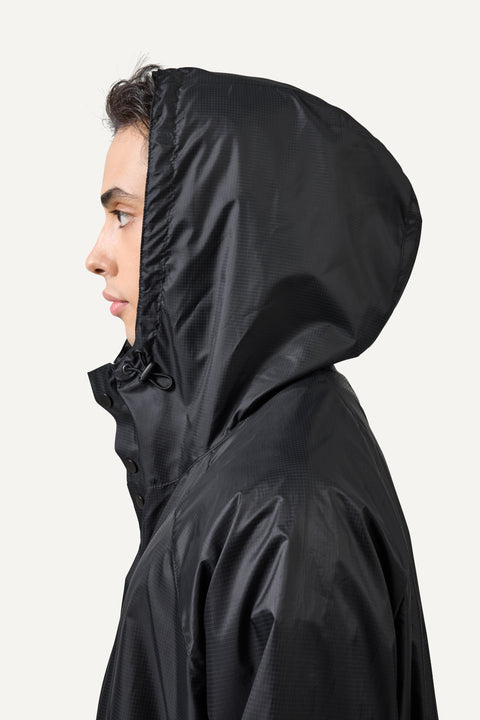 Black Loose Lightweight Raincoat