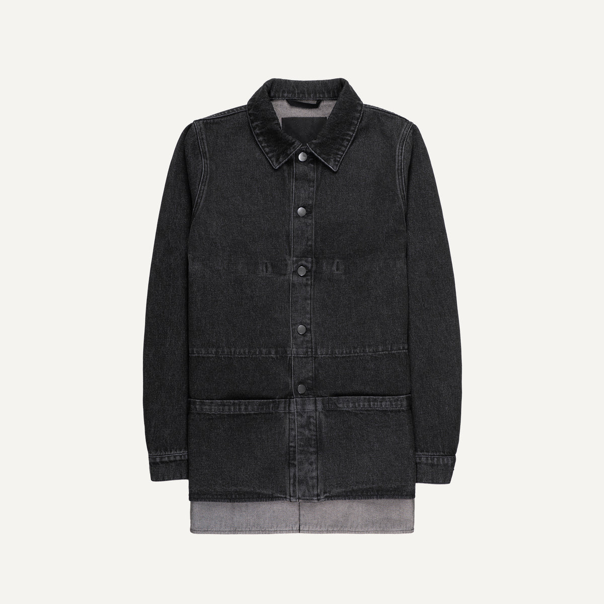 Nomen Nescio 320 Worker Denim Jacket washed black – flat lay front view